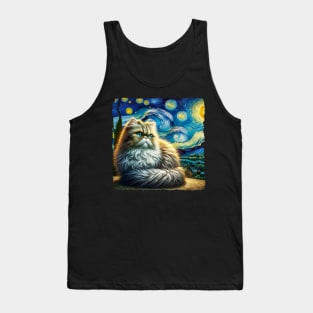 Ragamuffin Starry Night Inspired - Artistic Cat Tank Top